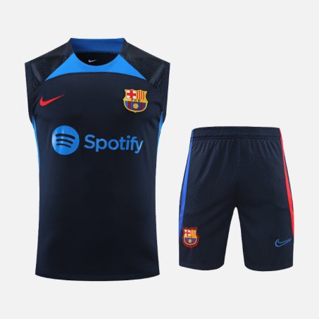 Barcelona-Navy-Blye-Red-Blue-Stripe-Sleeveless-Trainingkit