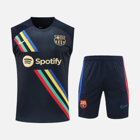 Barcelona-Navy-Gold-Colorful-Stripes-Sleevelss-trainingkit