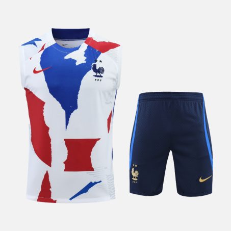 France-White-Red-Blue-Pattern-Sleeveless-Trainingkit