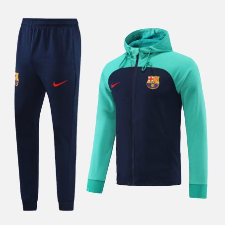 FC Barcelona-Aqua-Navy-Blue Hoodie Tracksuit