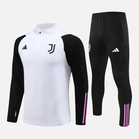 Juventus-White-Black Half Zip Tracksuit