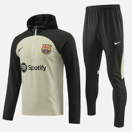 FC Barcelona Black Beige Hoodie Tracksuit