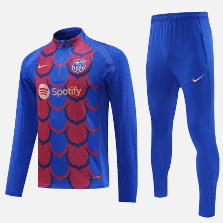 FC Barcelona Blue Maroon Pattern Half Zip Tracksuit