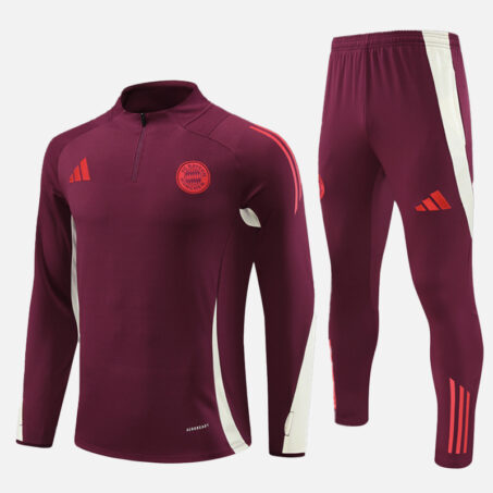 FC Bayern Munich Maroon Half Zip Tracksuit 24/25