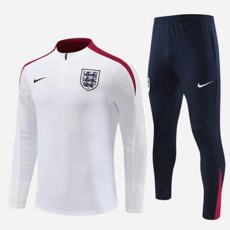 England International White Half Zip Tracksuit